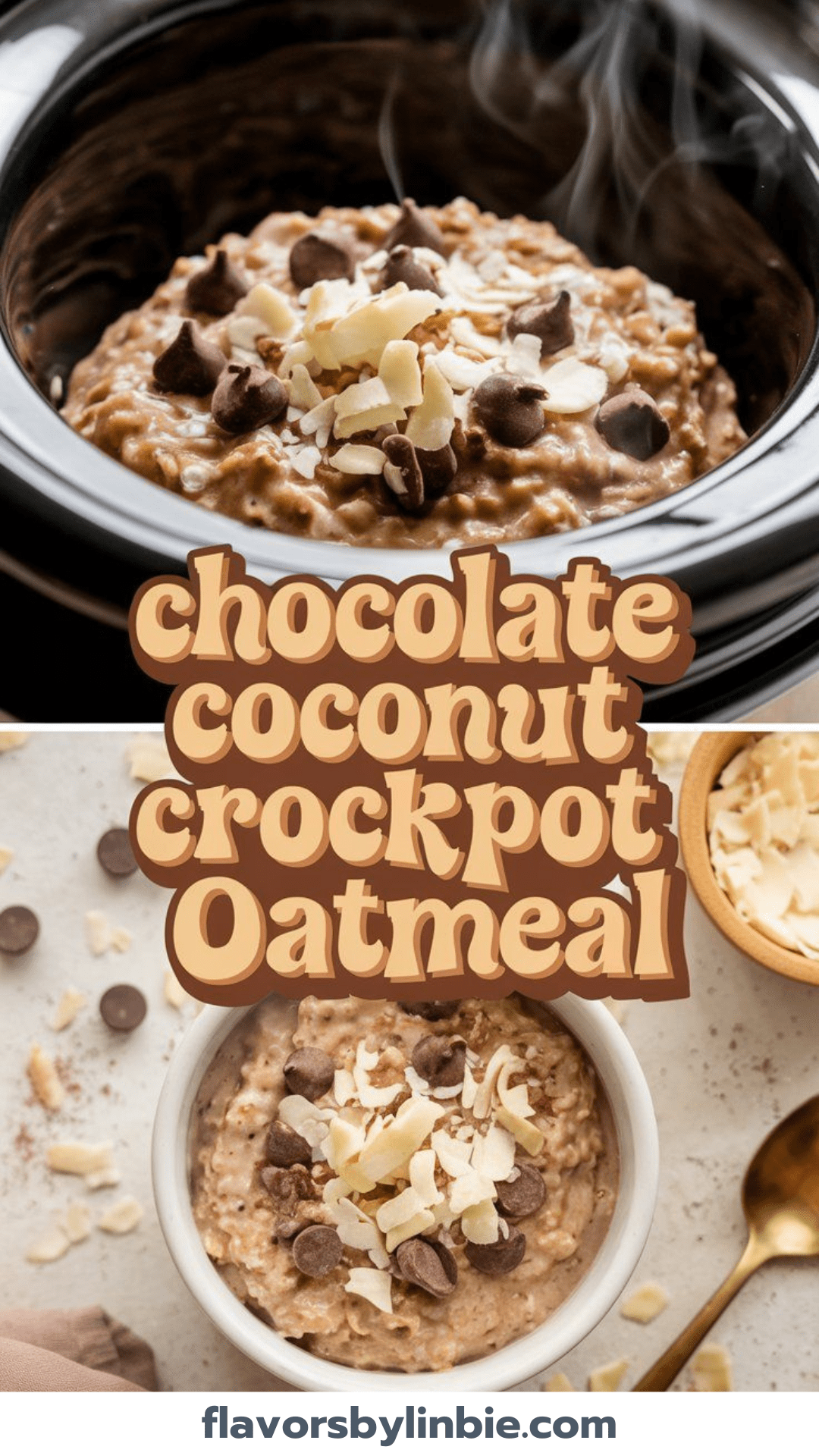 Chocolate Coconut Crockpot Oatmeal