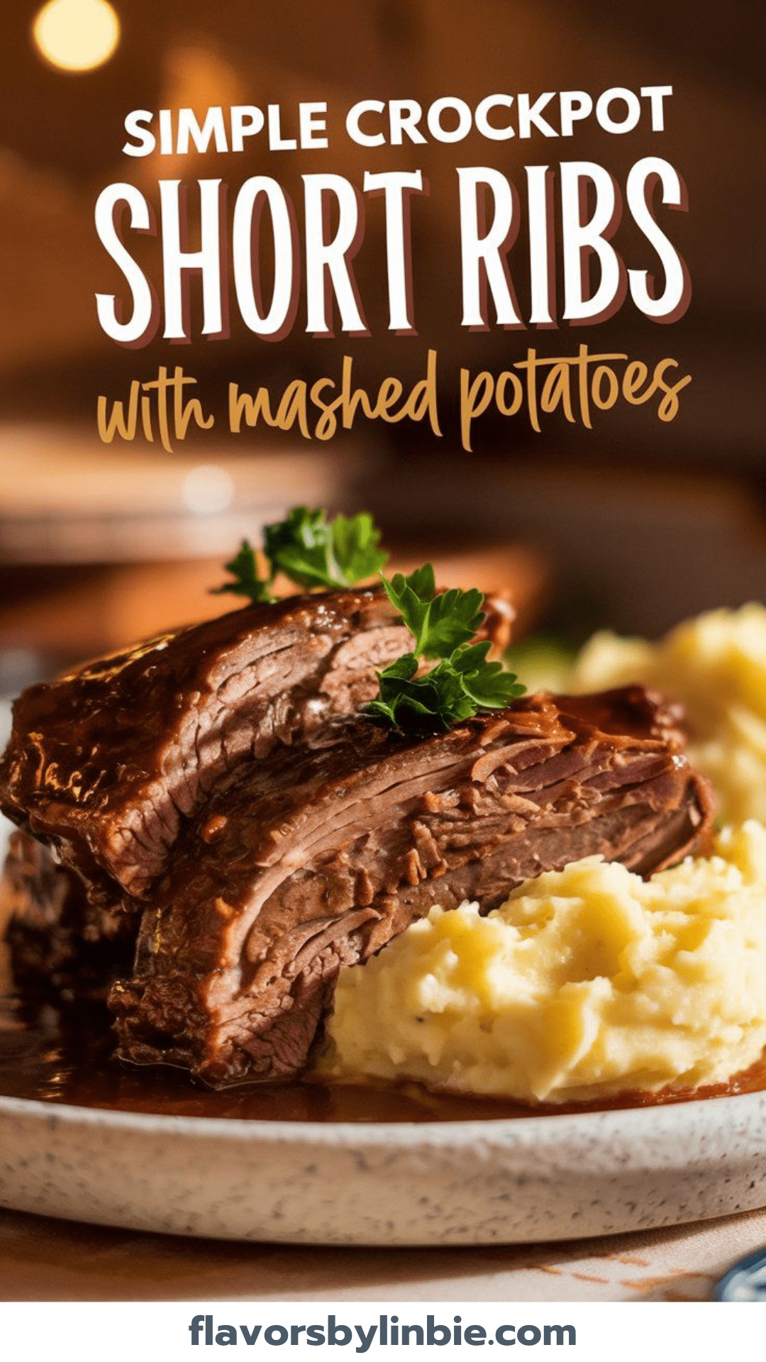 Simple Crockpot Short Ribs with Mashed Potatoes