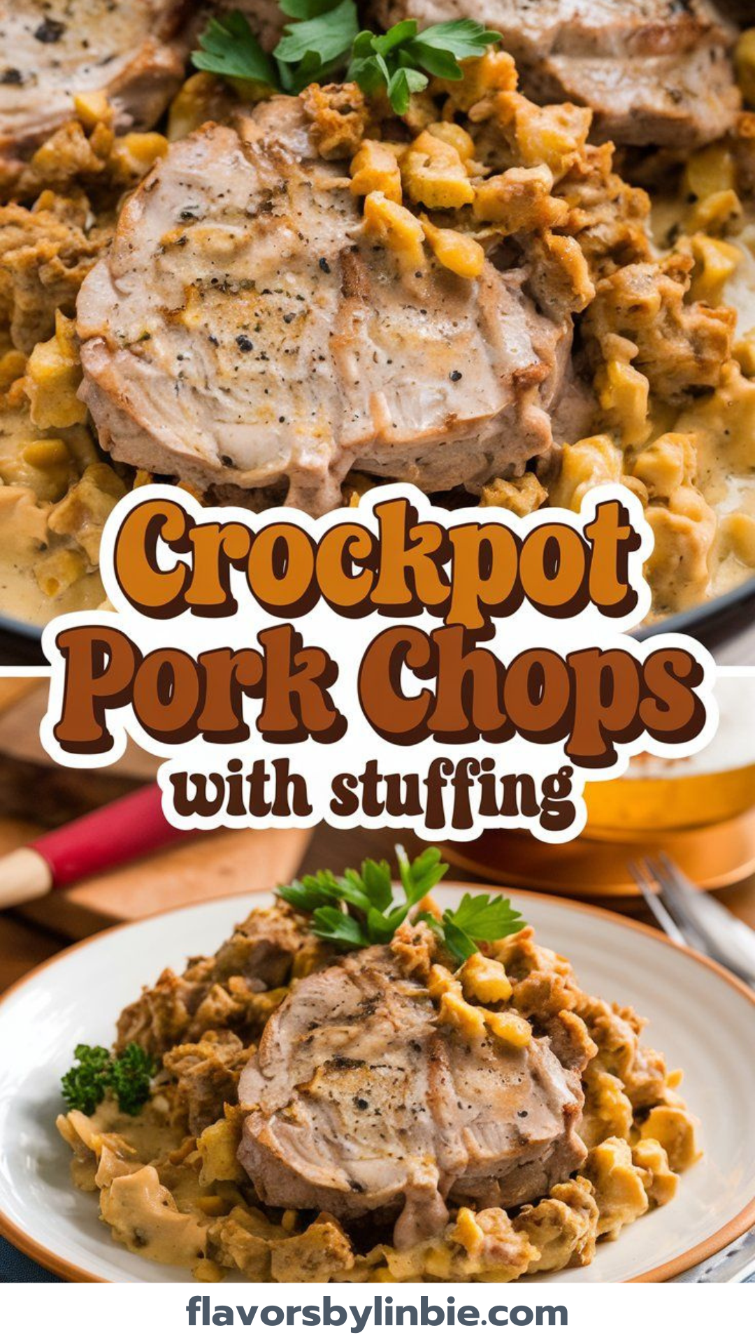 Crockpot Pork Chops with Stuffing