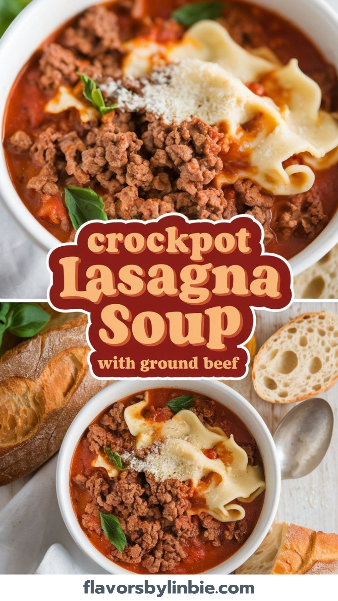 Crockpot Lasagna Soup with Ground Beef