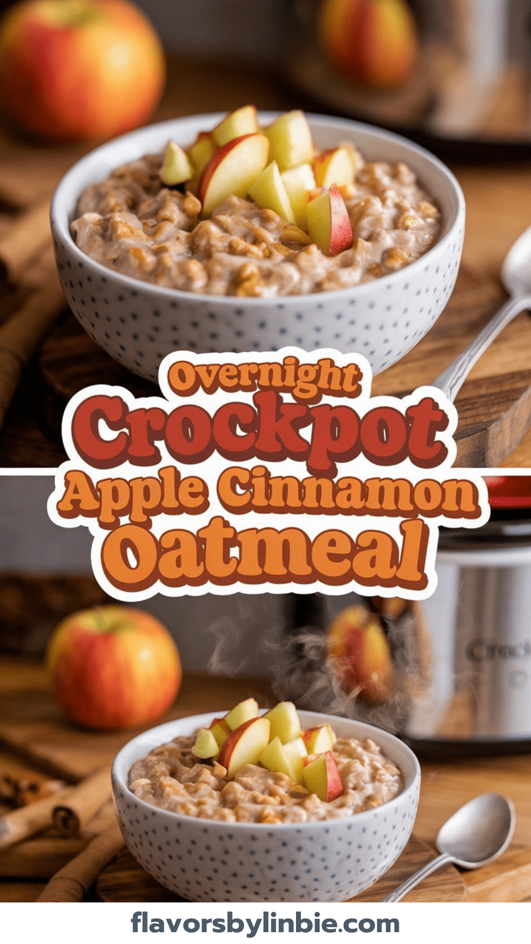 Overnight Crockpot Apple Cinnamon Oatmeal