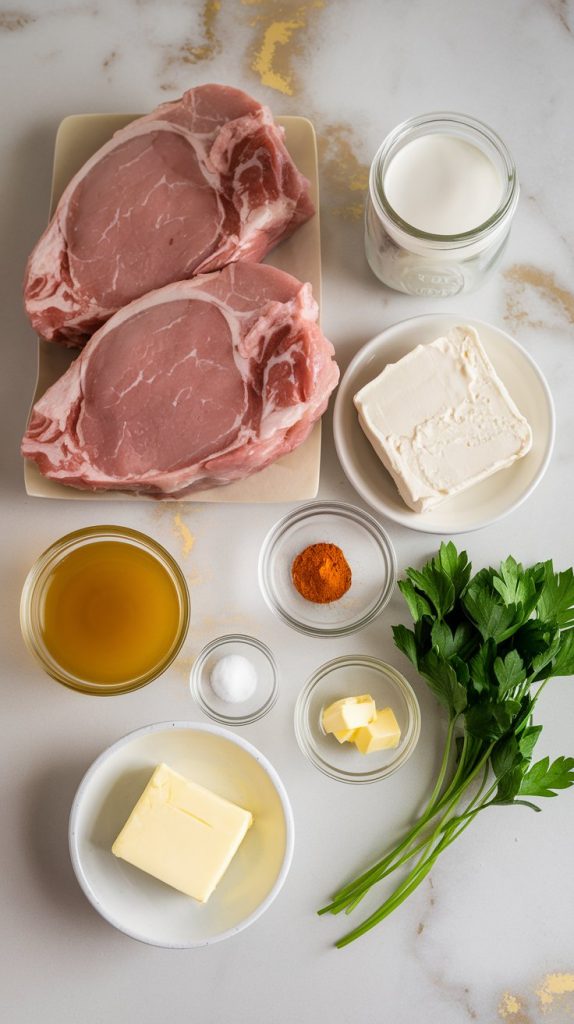 all ingredients for keto crockpot pork chops