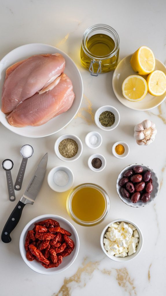 all the ingredients for Crockpot Greek Chicken