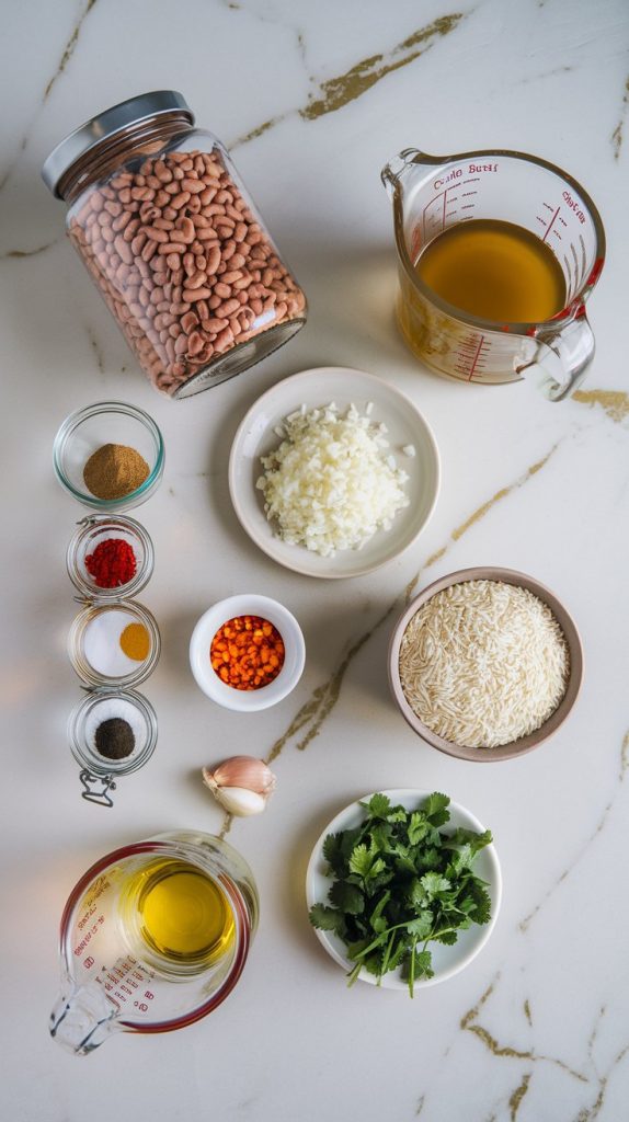 all ingredients for crockpot pinto beans and rice