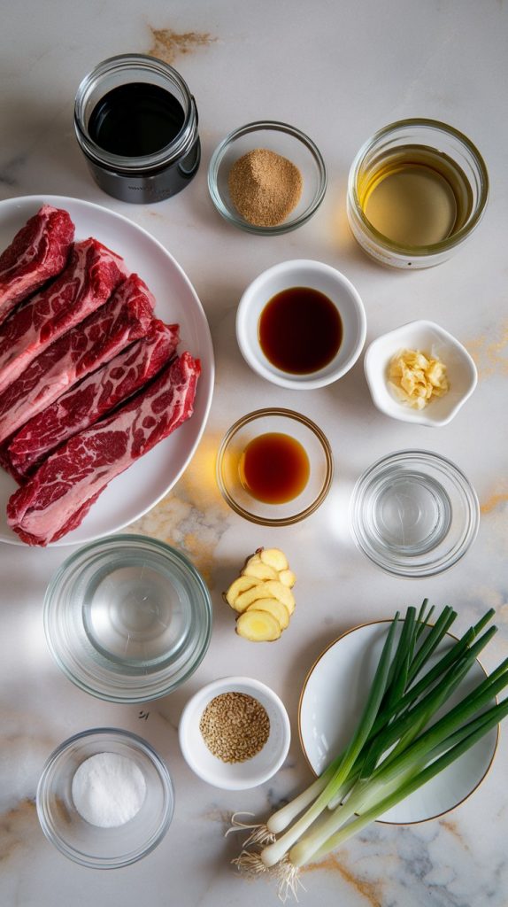 all the ingredients for Korean BBQ-style crockpot short ribs