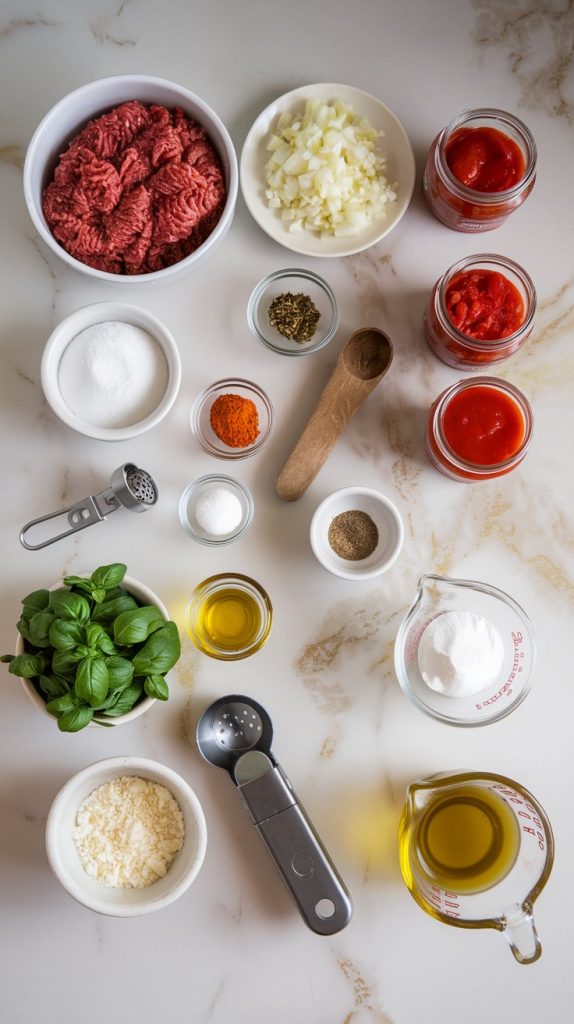 all ingredients for Italian ground beef crockpot recipe