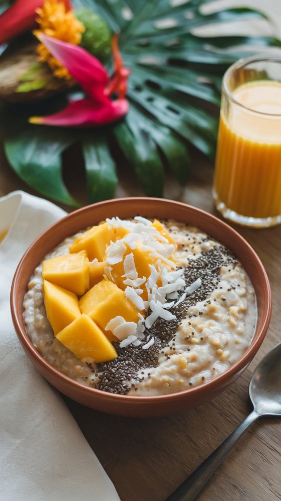 Tropical Coconut Mango Crockpot Oatmeal