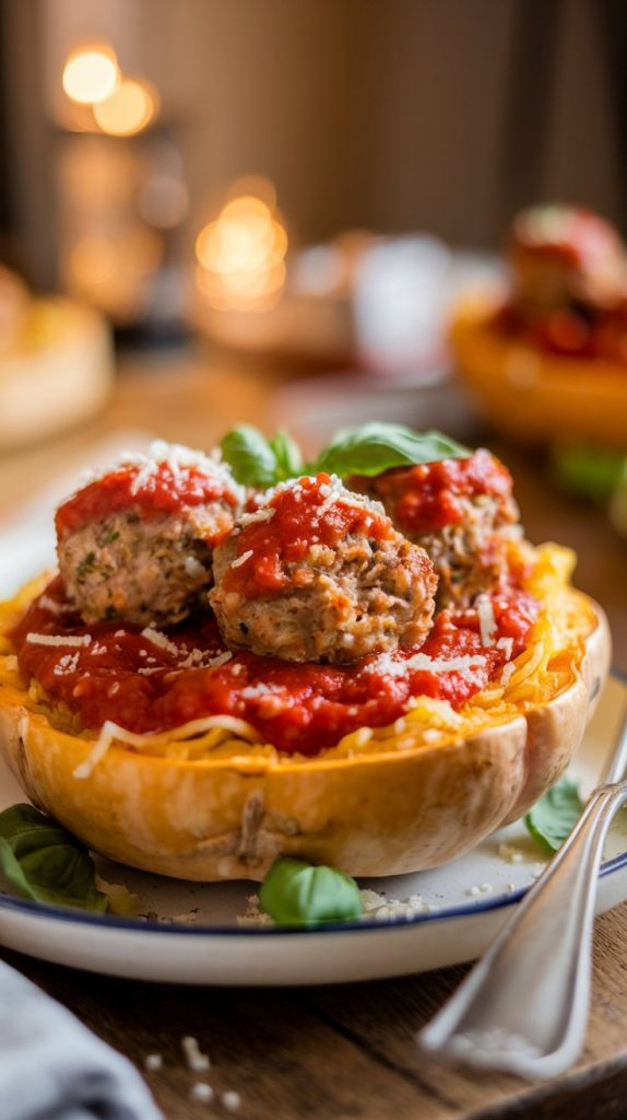 Slow Cooker Spaghetti Squash and Turkey Meatballs 1