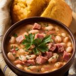 A hearty bowl of ham and beans