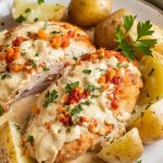 A hearty plate of Crockpot Garlic Parmesan Chicken and Potatoes