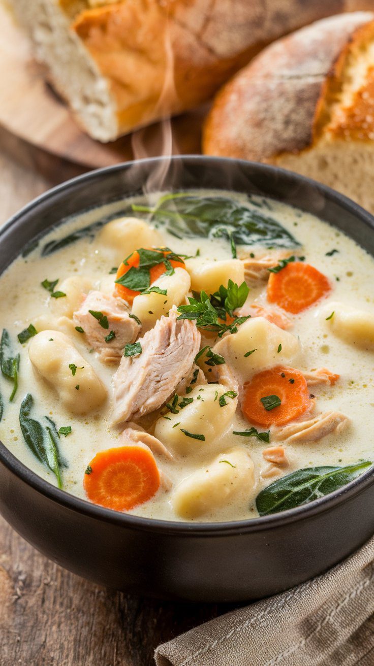 Creamy Crockpot Chicken Gnocchi Soup