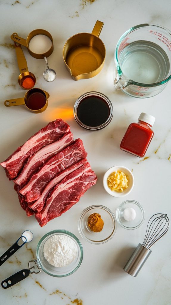 ingredients for honey garlic short ribs