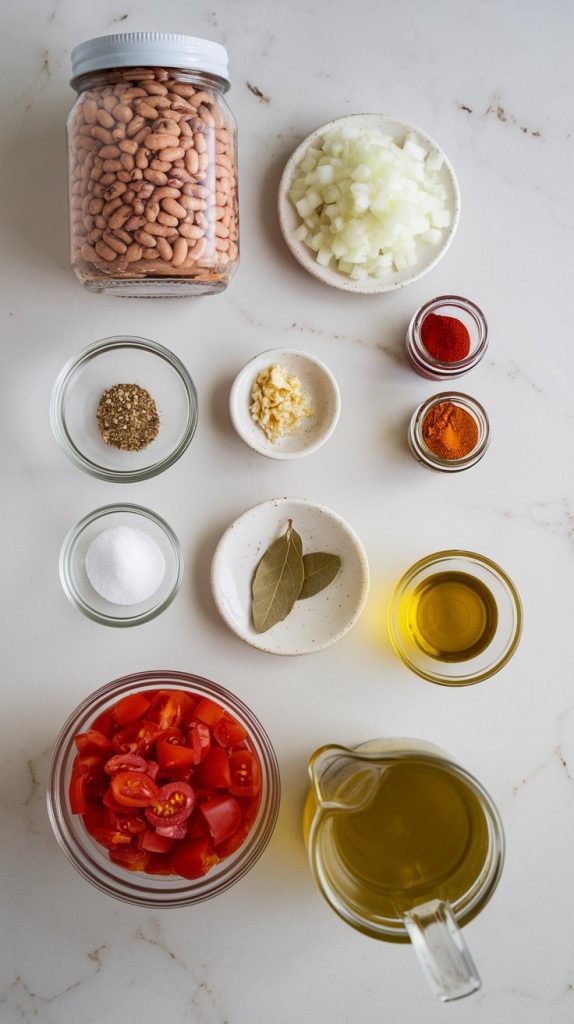 all the ingredients for vegetarian crockpot pinto beans