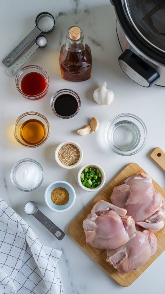 All ingredients for Slow Cooker Honey Garlic Chicken