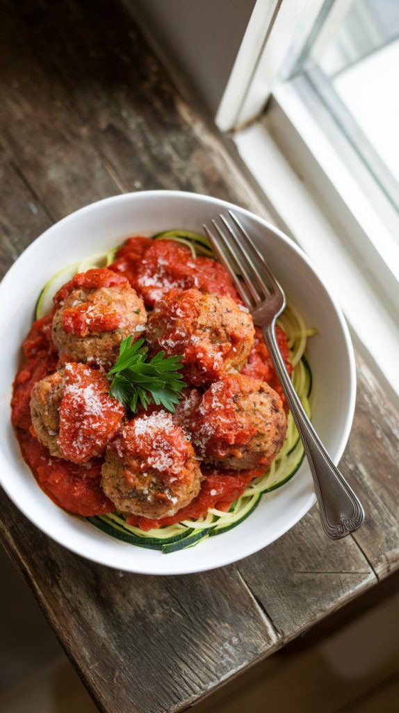 A bowl of perfectly cooked meatballs covered in rich tomato sauce