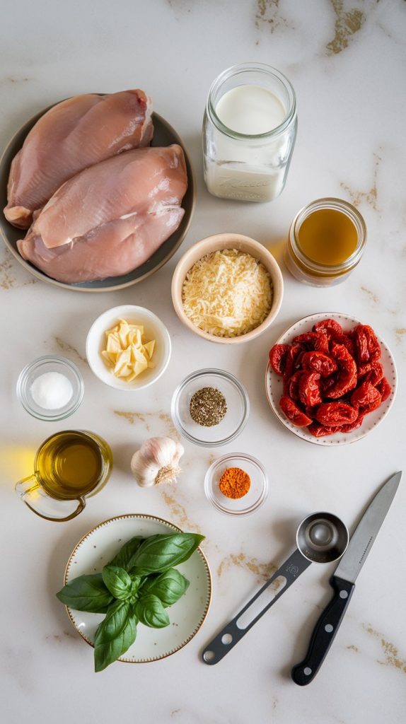 all the ingredients for Crockpot Marry Me Chicken