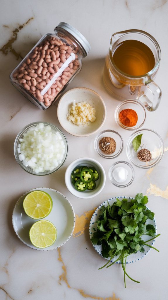 all ingredients for Mexican-style crockpot pinto beans