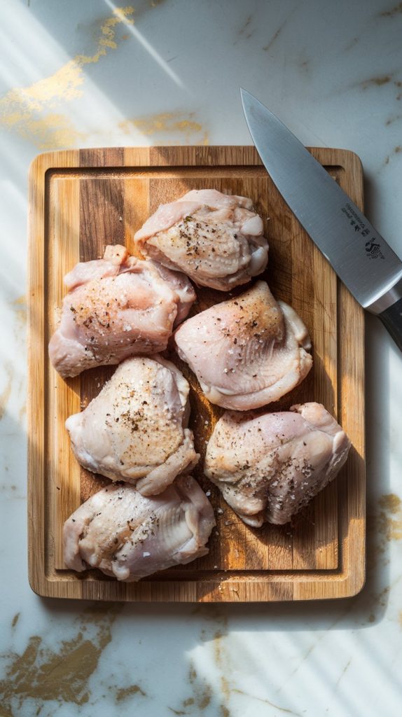 Chicken thighs seasoned with salt and pepper