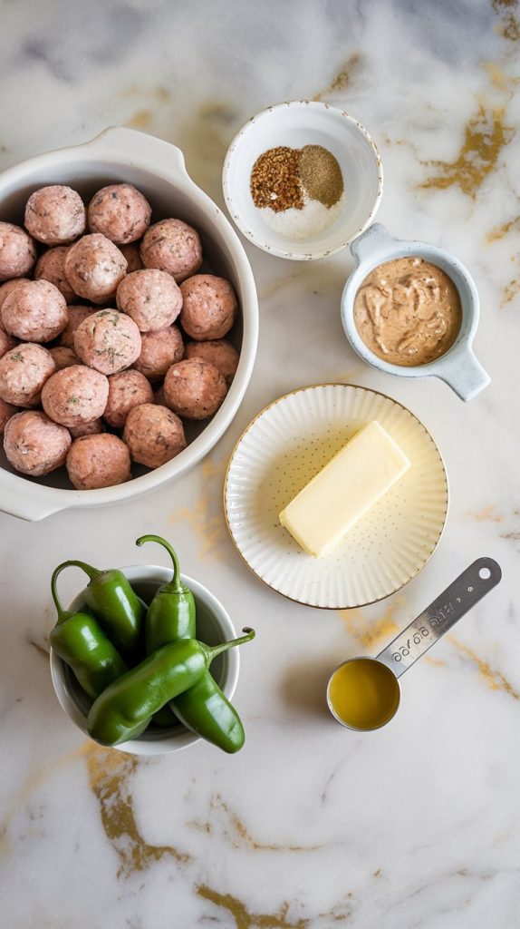 all the ingredients for Mississippi Crockpot Meatballs