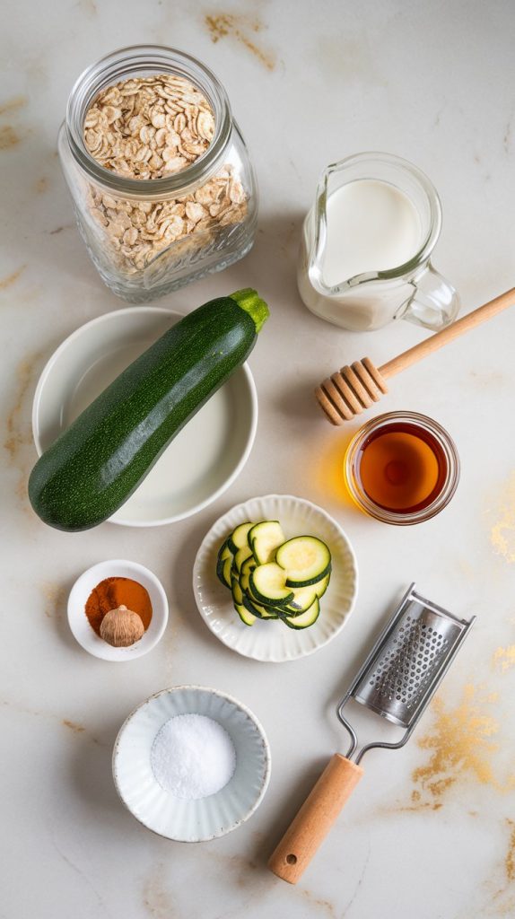 all the ingredients for Crockpot Zucchini Oatmeal