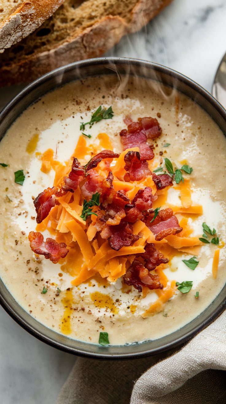 Creamy Crockpot Cauliflower Soup