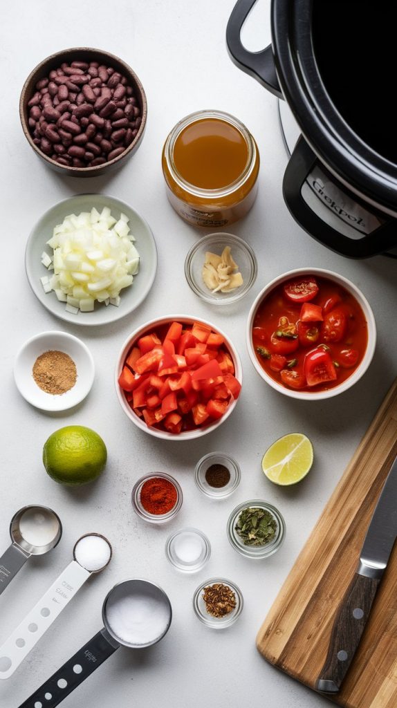 All the ingredients for Crockpot Black Bean Soup