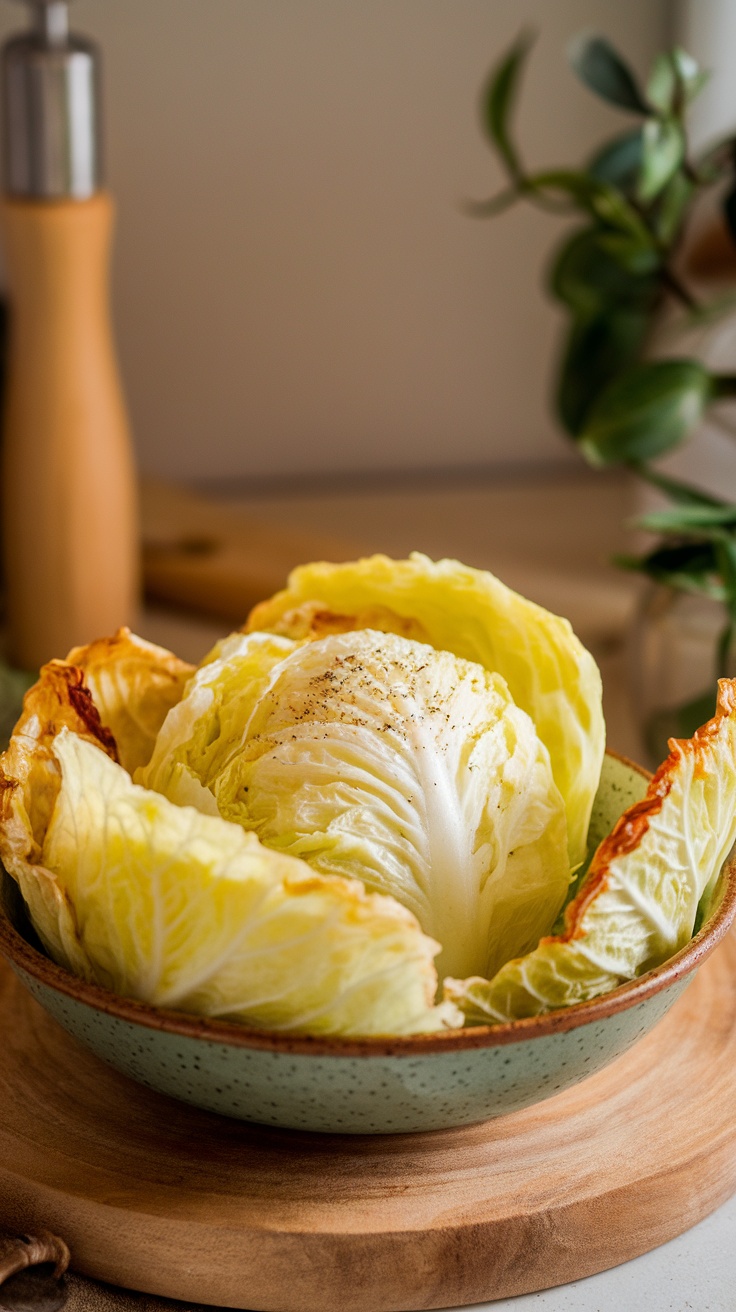 A bowl of chopped cabbage leaves, ready to be cooked in a crockpot