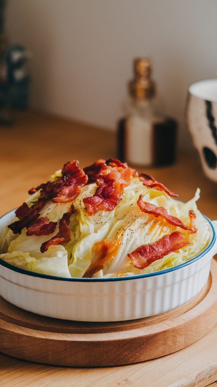 Crockpot cabbage with bacon and onions