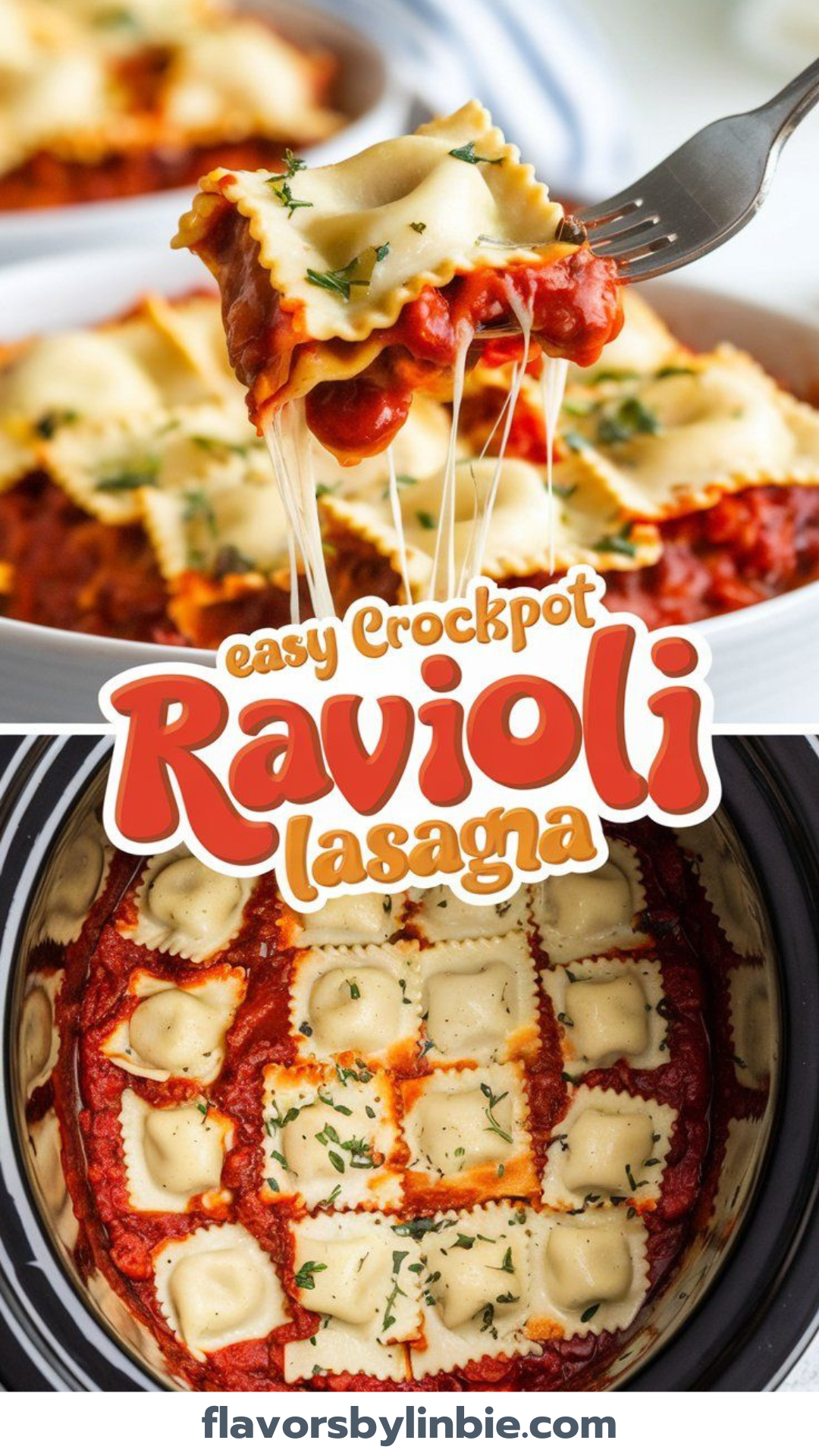 Easy Crockpot Ravioli Lasagna