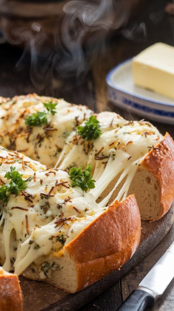 Crockpot Cheesy Herb Garlic Bread