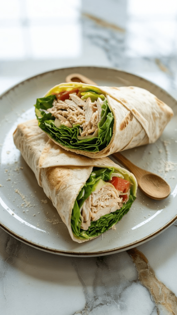 Crockpot Chicken Caesar Wraps