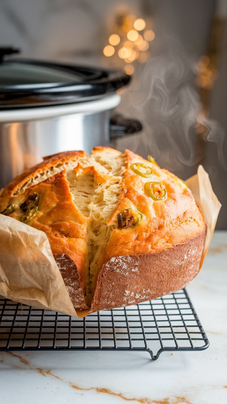 Slow Cooker Cheddar Jalapeño Bread