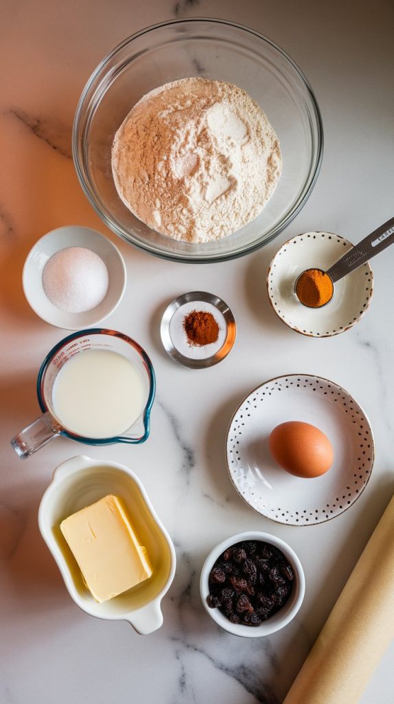 all the ingredients for crockpot cinnamon raisin bread