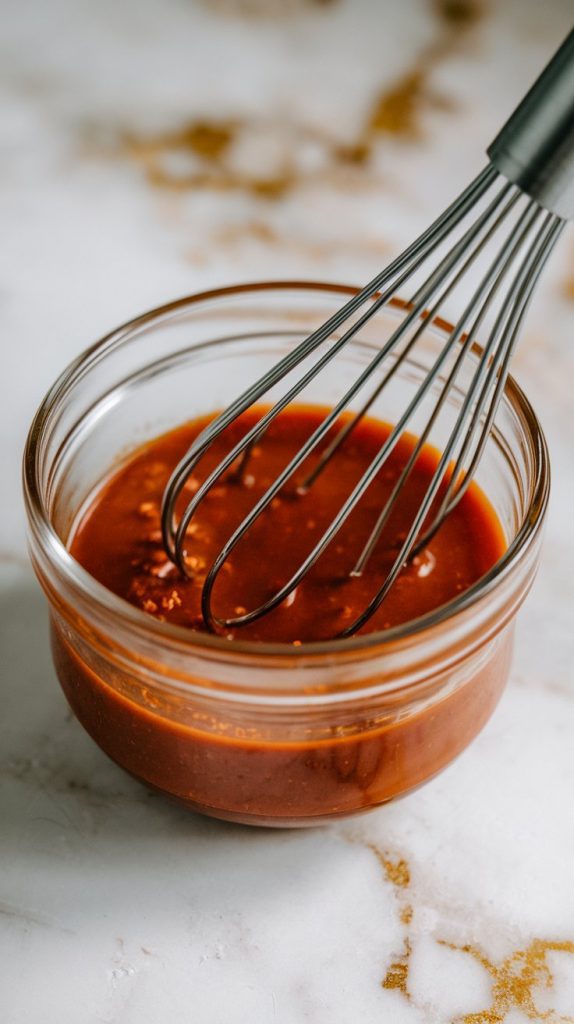 a small mixing bowl filled with sweet chili sauce mixture