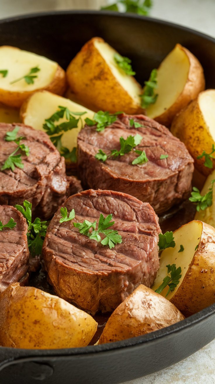 Crockpot Garlic Butter Beef Bites with Potatoes