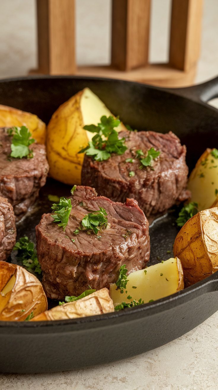 Crockpot Garlic Butter Beef Bites with Potatoes