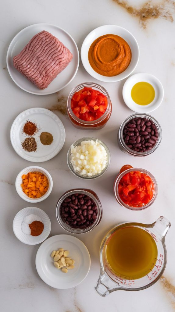 all ingredients for Crockpot Pumpkin Turkey Chili