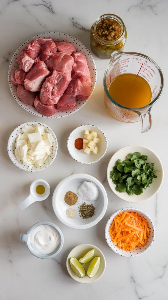 all the ingredients for Slow Cooker Pork Chili Verde