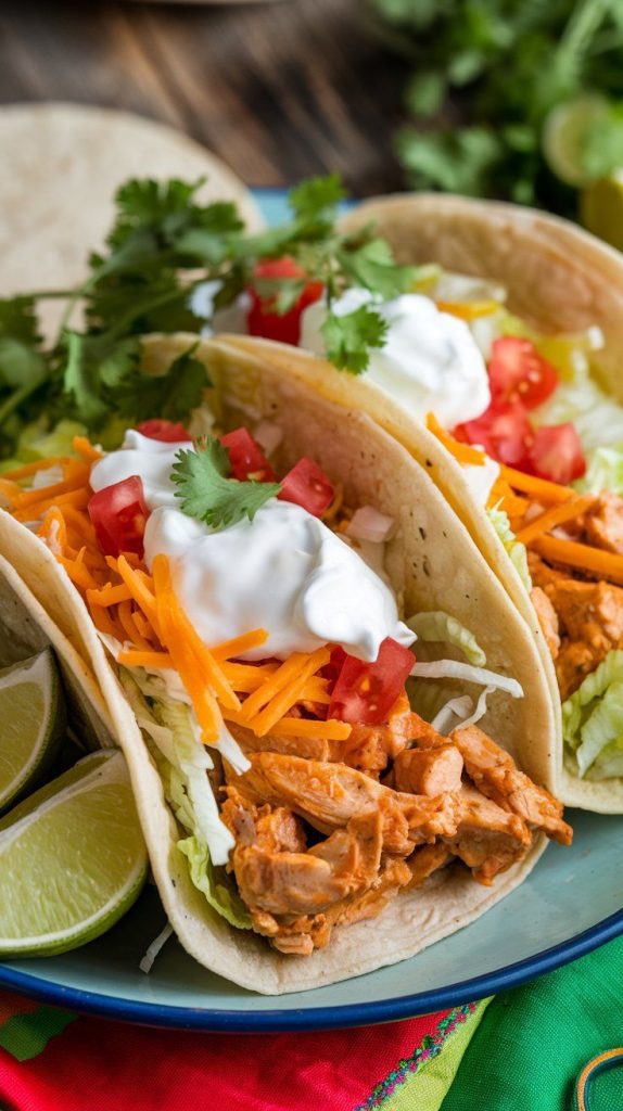 Creamy Crockpot Chicken Tacos