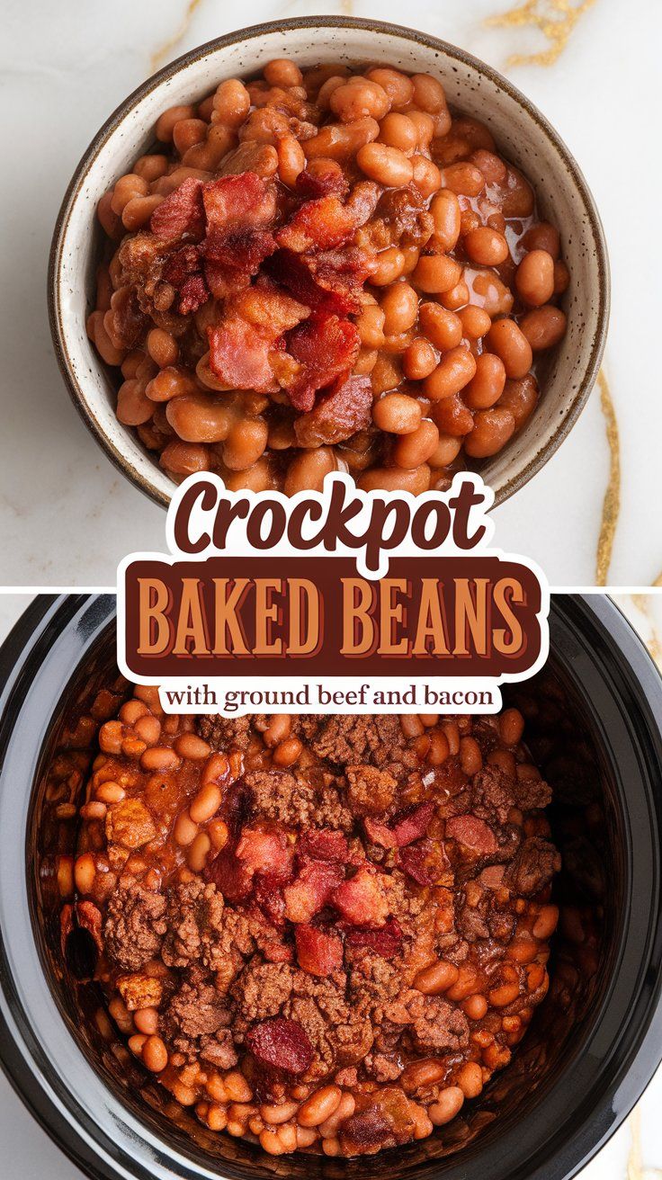 Crockpot Baked Beans with Ground Beef and Bacon