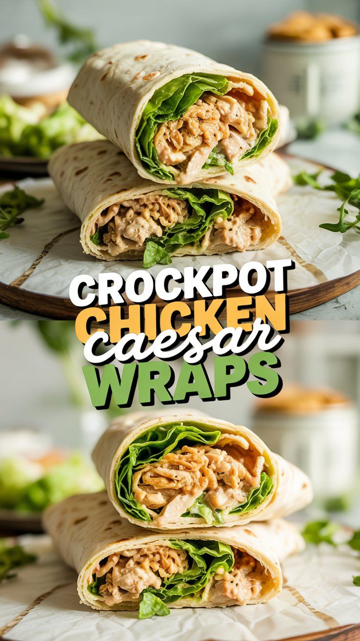 Crockpot Chicken Caesar Wraps