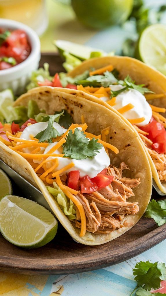 Crockpot Chicken Tacos with Diced Tomatoes