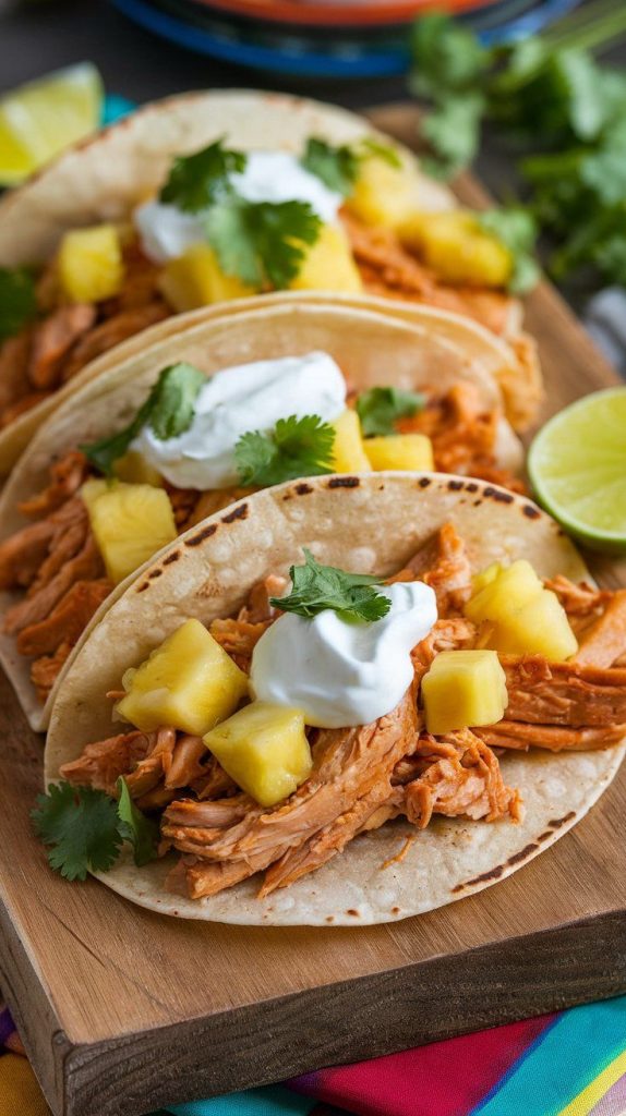 Crockpot Chicken Tacos with Pineapple