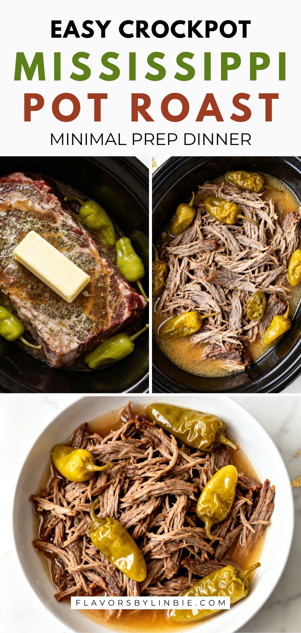 Easy Crockpot Mississippi Pot Roast