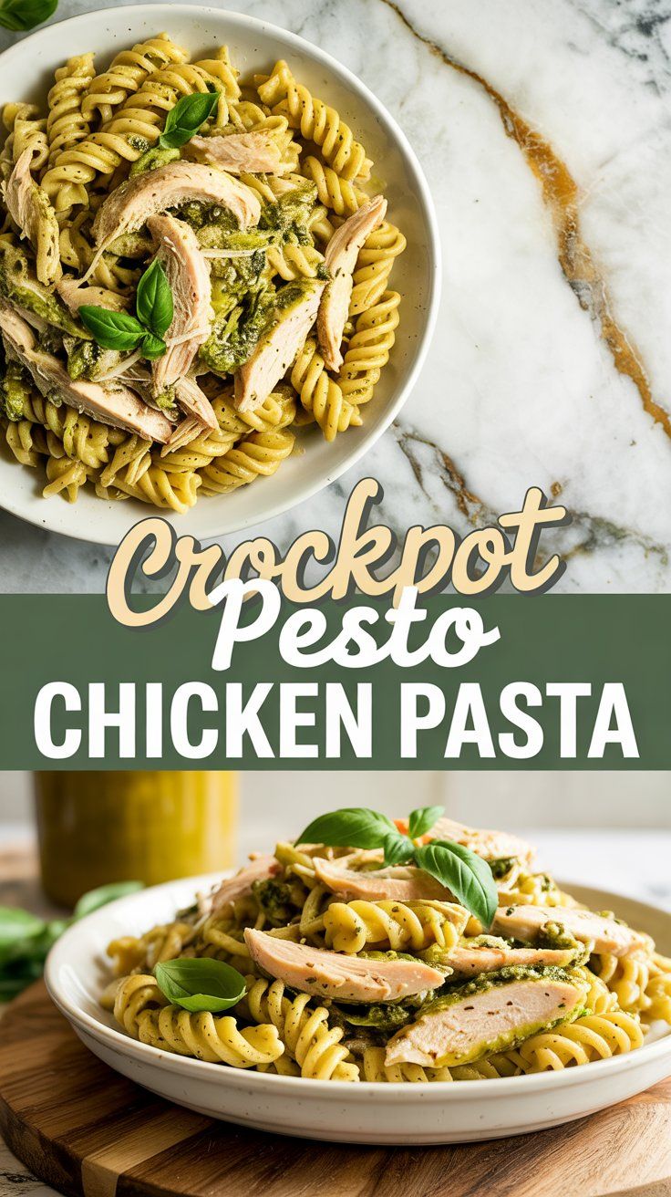 Crockpot Pesto Chicken Pasta