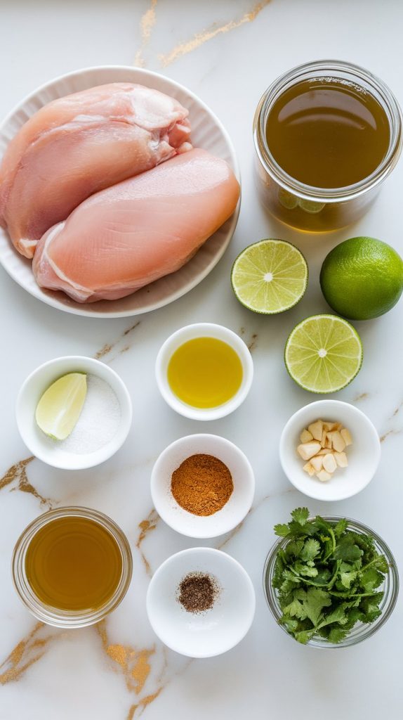 all ingredients for slow cooker cilantro lime chicken