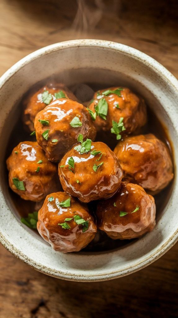 Slow Cooker Bourbon Apple Butter Meatballs