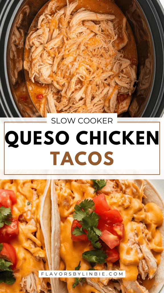 Slow Cooker Queso Chicken Tacos