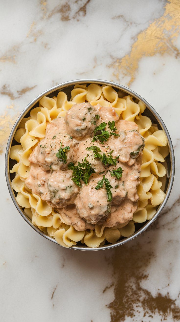 Crockpot Meatball Stroganoff