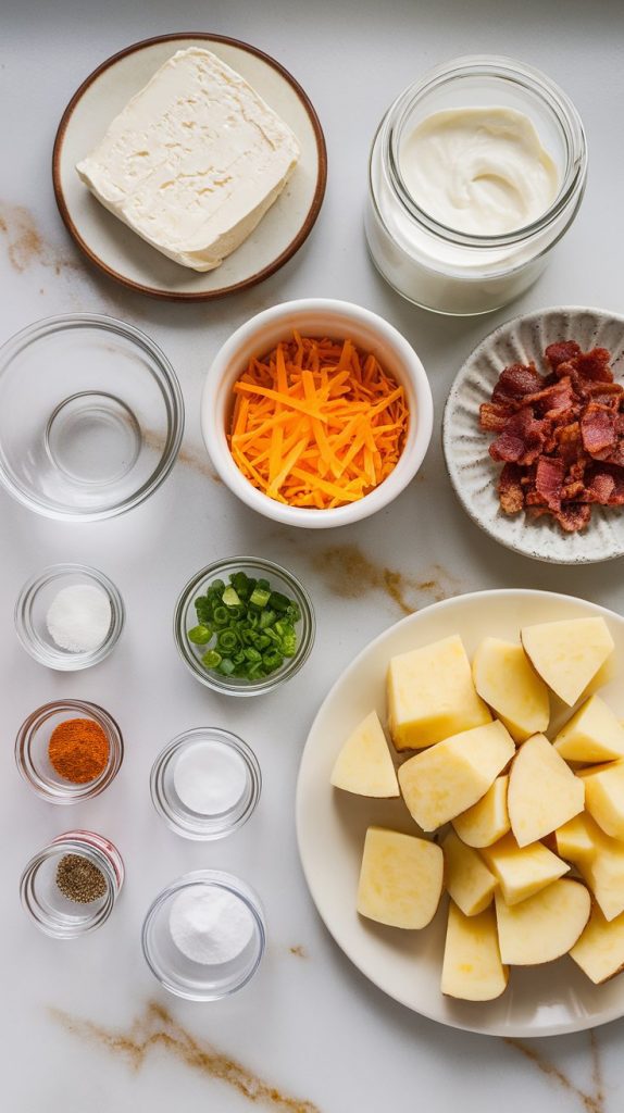 ingredients for Crockpot Loaded Baked Potato Dip